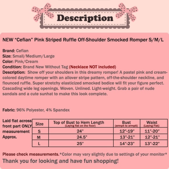 Last One☝️ Pink Striped Off Shoulder Ruffle Romper - Picture 8 of 8